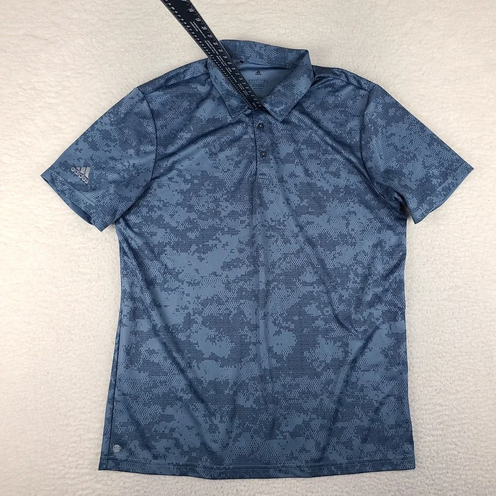 Adidas Polo Shirt Mens Large Blue Performance Short Sleeve